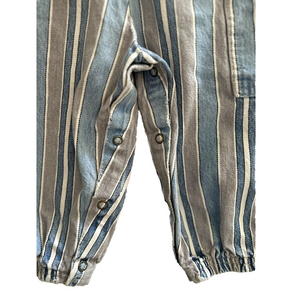 Vtg Baby B’Gosh By OshKosh Striped Overalls Vestbak Size 18 Month Gray Blue Rare - Picture 5 of 7